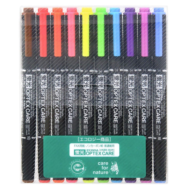 Zebra Pen ZEBRA WKCR1-10C Highlighter, Optex Care, 10 Colors - Image 1